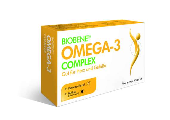 Sie sehen eine Packung BIOBENE Omega-3 Complex Kapseln, Produktbild: 01 BIOBENE Omega-3 Complex Kapseln, A-Nr.: 3840864 - 01