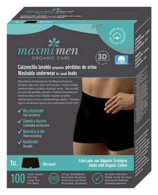 Sie sehen eine Packung Bio Inkontinenz Men Boxershorts - Größe S - Schwarz - MASMI, Produktbild: 01 Bio Inkontinenz Men Boxershorts - Größe S - Schwarz - MASMI, A-Nr.: 5777101 - 01