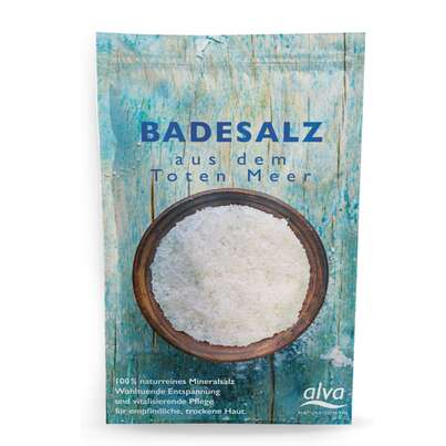Sie sehen eine Packung ALVA Badesalz Totes Meer 1kg, Produktbild: 01 ALVA Badesalz Totes Meer 1kg, A-Nr.: 1751547 - 01