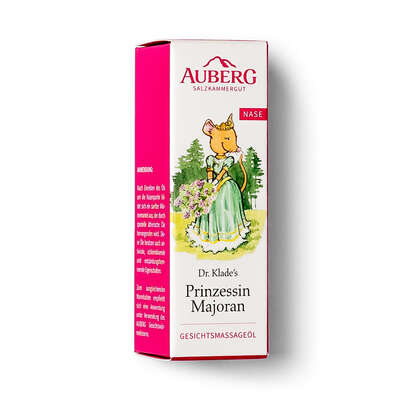 Sie sehen eine Packung AUBERG Prinzessin Majoran Gesichtsmassage Öl, Produktbild: 01 AUBERG Prinzessin Majoran Gesichtsmassage Öl, A-Nr.: 4735543 - 01