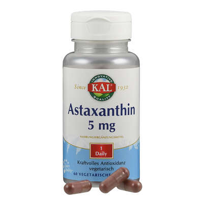 Sie sehen eine Packung Supplementa Astaxanthin 5 mg KAL Kapseln, Produktbild: 04 Supplementa Astaxanthin 5 mg KAL Kapseln, A-Nr.: 5597764 - 04
