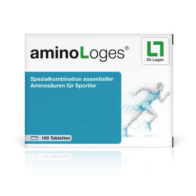 Sie sehen eine Packung Amino-Loges 100 Tabletten, Produktbild: 01 Amino-Loges 100 Tabletten, A-Nr.: 4089534 - 01