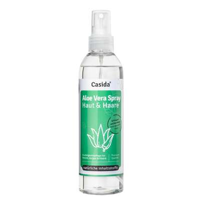 Sie sehen eine Packung Casida Aloe Vera Spray für Haut & Haare, Produktbild: 01 Casida Aloe Vera Spray für Haut & Haare, A-Nr.: 5423188 - 01