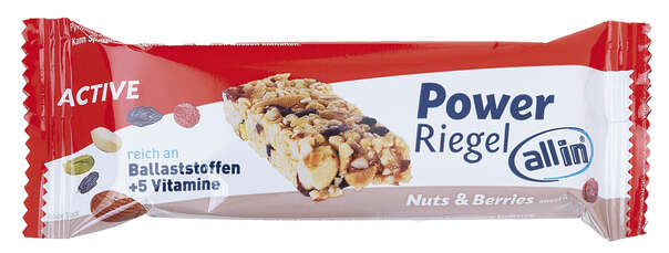 all in® ACTIVE Power Riegel Nuts &amp; Berries, sweet &amp; salty (24 x 30g), A-Nr.: 5332698 - 01