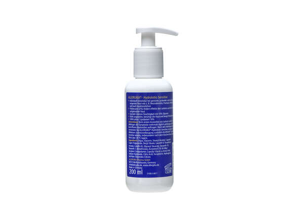 Sie sehen eine Packung Allergika Hydrolotio sensitiv 200ml, Produktbild: 03 Allergika Hydrolotio sensitiv 200ml, A-Nr.: 3471757 - 03