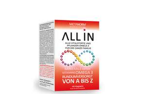 Sie sehen eine Packung ALL IN Kapseln METANORM®, Produktbild: 01 ALL IN Kapseln METANORM®, A-Nr.: 5632650 - 01