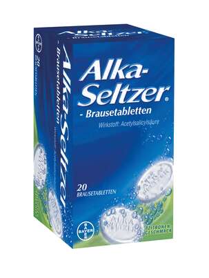 Sie sehen eine Packung Alka-Seltzer® Brausetabletten, Produktbild: 01 Alka-Seltzer® Brausetabletten, A-Nr.: 0071158 - 01