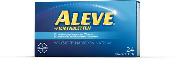 Sie sehen eine Packung Aleve® - Filmtabletten, Produktbild: 01 Aleve® - Filmtabletten, A-Nr.: 3924704 - 01