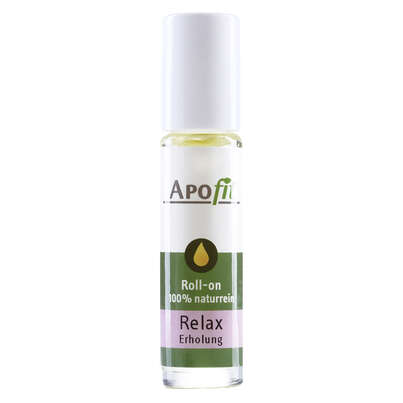 Sie sehen eine Packung APOfit Aroma Roll-on Relax 10ml, Produktbild: 01 APOfit Aroma Roll-on Relax 10ml, A-Nr.: 4545883 - 01