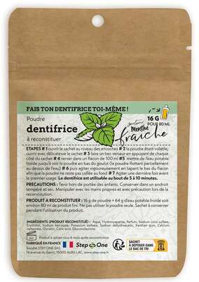 Sie sehen eine Packung Zahnpasta in Pulverform Minz frisch StepOne, Produktbild: 01 Zahnpasta in Pulverform Minz frisch StepOne, A-Nr.: 5838156 - 01