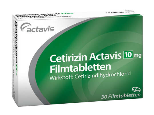 Sie sehen eine Packung Cetirizin Actavis 10 mg Filmtabletten 30ST, Produktbild: 01 Cetirizin Actavis 10 mg Filmtabletten 30ST, A-Nr.: 3511936 - 01