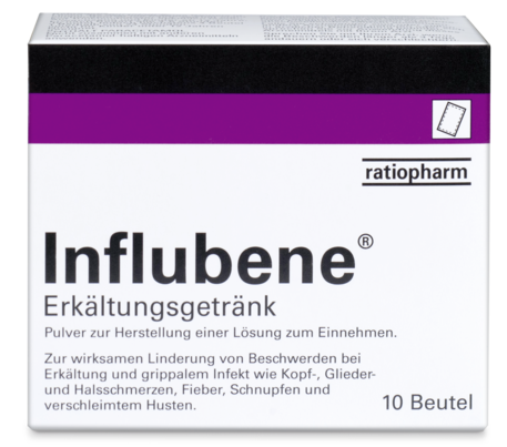 Sie sehen eine Packung Influbene Erkältungsgetränk, Produktbild: 01 Influbene Erkältungsgetränk, A-Nr.: 3912546 - 01