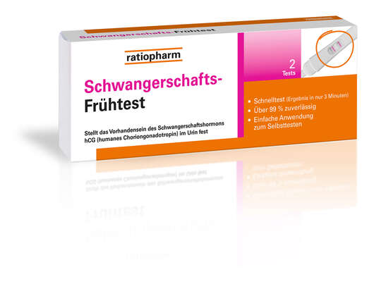 Sie sehen eine Packung Schwangerschafts-Frühtest ratiopharm, Produktbild: 01 Schwangerschafts-Frühtest ratiopharm, A-Nr.: 5374277 - 01