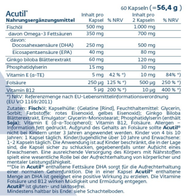 Sie sehen eine Packung Acutil® Kapseln 60 Stk., Produktbild: 02 Acutil® Kapseln 60 Stk., A-Nr.: 4534247 - 02