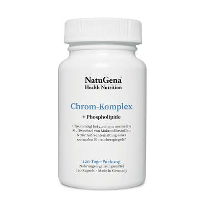 Sie sehen eine Packung NatuGena Chrom-Komplex Kapseln, Produktbild: 01 NatuGena Chrom-Komplex Kapseln, A-Nr.: 5814753 - 01