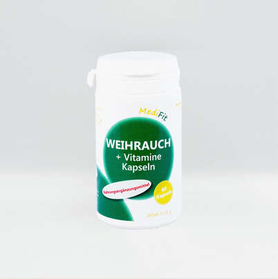 Sie sehen eine Packung Weihrauch + Vitamine Kapseln, Produktbild: 01 Weihrauch + Vitamine Kapseln, A-Nr.: 4547505 - 01