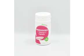 Sie sehen eine Packung Weißdorn + Vitamin C Kapseln, Produktbild: 01 Weißdorn + Vitamin C Kapseln, A-Nr.: 4547451 - 01