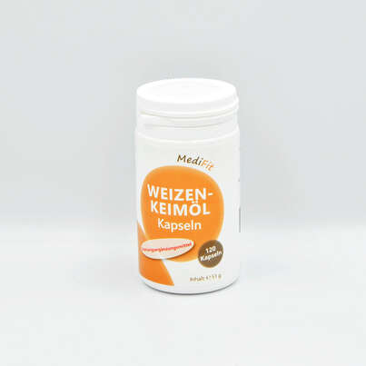 Sie sehen eine Packung Weizenkeimöl 270mg Kapseln, Produktbild: 01 Weizenkeimöl 270mg Kapseln, A-Nr.: 4547557 - 01