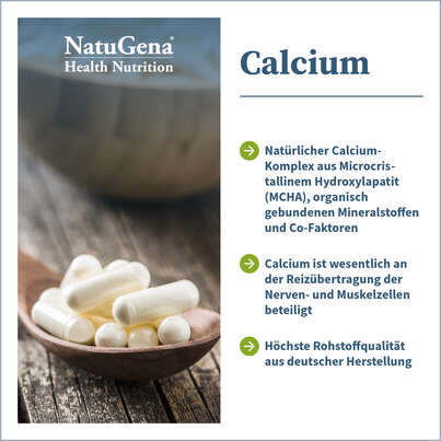 Sie sehen eine Packung NatuGena Calcium Kapseln, Produktbild: 02 NatuGena Calcium Kapseln, A-Nr.: 5404191 - 02