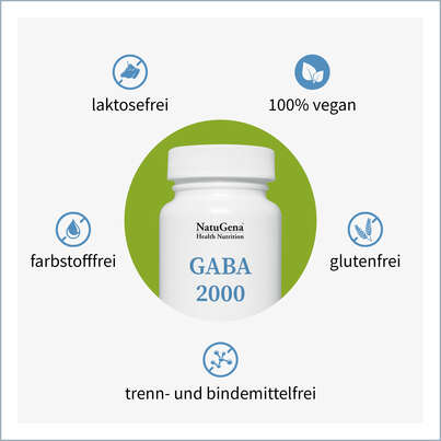 Sie sehen eine Packung NatuGena GABA 2000 Kapseln, Produktbild: 02 NatuGena GABA 2000 Kapseln, A-Nr.: 5699157 - 02