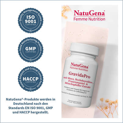Sie sehen eine Packung NatuGena GravidaPro Kapseln, Produktbild: 03 NatuGena GravidaPro Kapseln, A-Nr.: 5719581 - 03