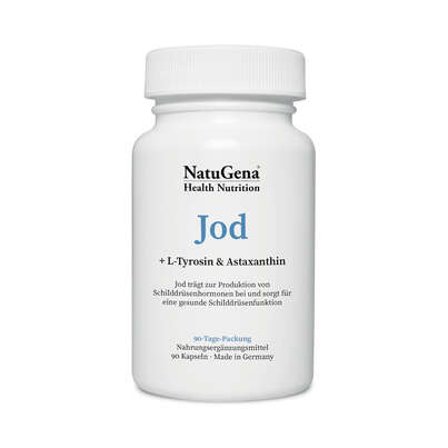 Sie sehen eine Packung NatuGena Jod Kapseln, Produktbild: 01 NatuGena Jod Kapseln, A-Nr.: 5699269 - 01