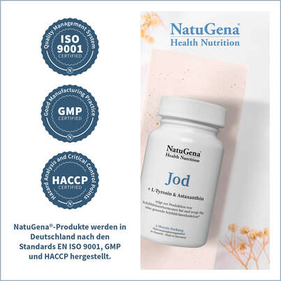 Sie sehen eine Packung NatuGena Jod Kapseln, Produktbild: 03 NatuGena Jod Kapseln, A-Nr.: 5699269 - 03