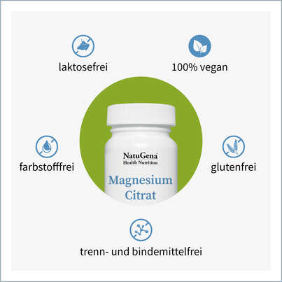 Sie sehen eine Packung NatuGena Magnesium-Citrat Kapseln, Produktbild: 02 NatuGena Magnesium-Citrat Kapseln, A-Nr.: 5699281 - 02