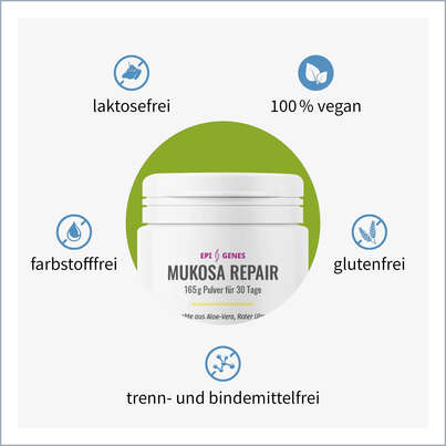 Sie sehen eine Packung NatuGena Mukosa Repair Pulver, Produktbild: 02 NatuGena Mukosa Repair Pulver, A-Nr.: 5699358 - 02