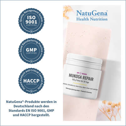 Sie sehen eine Packung NatuGena Mukosa Repair Pulver, Produktbild: 03 NatuGena Mukosa Repair Pulver, A-Nr.: 5699358 - 03