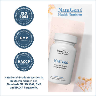 Sie sehen eine Packung NatuGena NAC 600 Kapseln, Produktbild: 03 NatuGena NAC 600 Kapseln, A-Nr.: 5730097 - 03