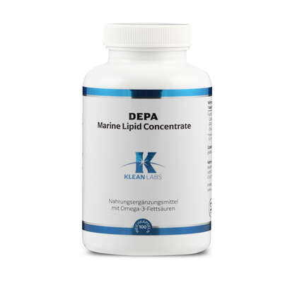 Sie sehen eine Packung Depa Marine Lipid Concentrate Omega-3 Klean Labs Weichkapseln, Produktbild: 01 Depa Marine Lipid Concentrate Omega-3 Klean Labs Weichkapseln, A-Nr.: 5598255 - 01