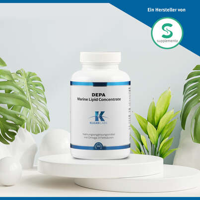 Sie sehen eine Packung Depa Marine Lipid Concentrate Omega-3 Klean Labs Weichkapseln, Produktbild: 05 Depa Marine Lipid Concentrate Omega-3 Klean Labs Weichkapseln, A-Nr.: 5598255 - 05