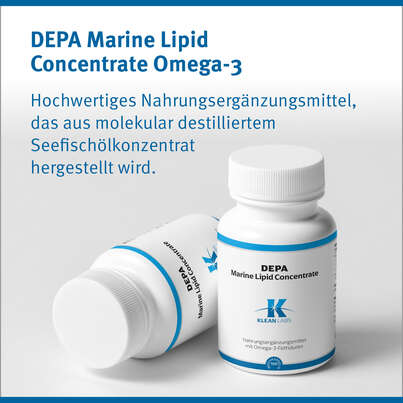 Sie sehen eine Packung Depa Marine Lipid Concentrate Omega-3 Klean Labs Weichkapseln, Produktbild: 06 Depa Marine Lipid Concentrate Omega-3 Klean Labs Weichkapseln, A-Nr.: 5598255 - 06
