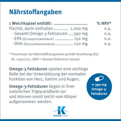Sie sehen eine Packung Depa Marine Lipid Concentrate Omega-3 Klean Labs Weichkapseln, Produktbild: 08 Depa Marine Lipid Concentrate Omega-3 Klean Labs Weichkapseln, A-Nr.: 5598255 - 08