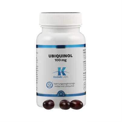 Sie sehen eine Packung Ubiquinol 100 mg Klean Labs Weichkapsel, Produktbild: 04 Ubiquinol 100 mg Klean Labs Weichkapsel, A-Nr.: 5395581 - 04