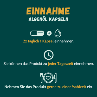 Sie sehen eine Packung Omega-3 Algenöl DHA+EPA 60 Kapseln, Produktbild: 02 Omega-3 Algenöl DHA+EPA 60 Kapseln, A-Nr.: 5186245 - 02