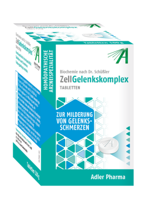 Sie sehen eine Packung Adler Zell Gelenkskomplex Tbl. Biochemie nach Dr. Schüßler, Produktbild: 01 Adler Zell Gelenkskomplex Tbl. Biochemie nach Dr. Schüßler, A-Nr.: 5572362 - 01