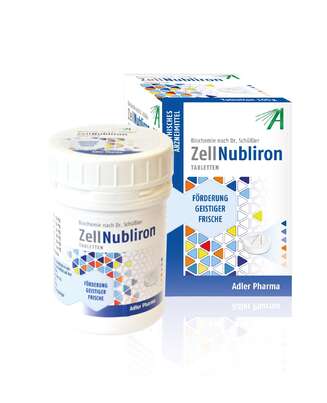 Sie sehen eine Packung Adler Zell Nubliron Tbl. Biochemie nach Dr. Schüßler, Produktbild: 01 Adler Zell Nubliron Tbl. Biochemie nach Dr. Schüßler, A-Nr.: 4286513 - 01