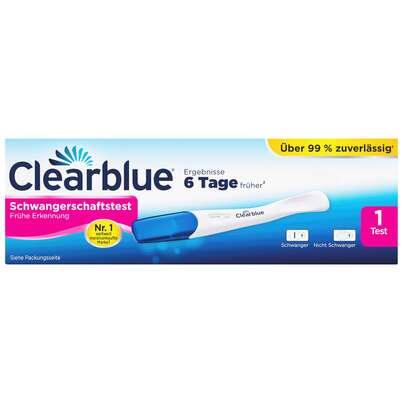Sie sehen eine Packung Clearblue Schwangerschaftstest Frühe Erkennung, Produktbild: 01 Clearblue Schwangerschaftstest Frühe Erkennung, A-Nr.: 4525254 - 01