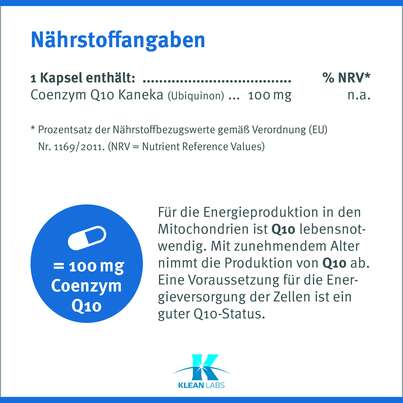Coenzym Q-10 100 mg Klean Labs Kapseln, A-Nr.: 5755111 - 08
