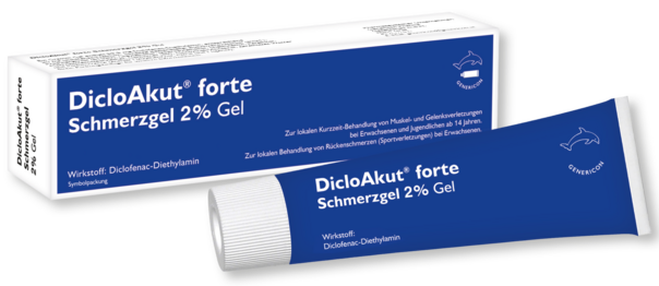 Sie sehen eine Packung DicloAkut® forte Schmerzgel 2 % Gel lindert Schmerzen und Entzündungen, Produktbild: 01 DicloAkut® forte Schmerzgel 2 % Gel lindert Schmerzen und Entzündungen, A-Nr.: 5521904 - 01