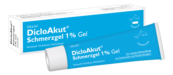 Sie sehen eine Packung DicloAkut® Schmerzgel 1 % Gel lindert Schmerzen und Entzündungen, Produktbild: 01 DicloAkut® Schmerzgel 1 % Gel lindert Schmerzen und Entzündungen, A-Nr.: 4974420 - 01