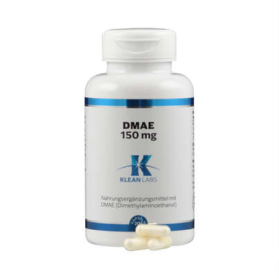 Sie sehen eine Packung DMAE 150 mg Klean Labs Kapseln, Produktbild: 04 DMAE 150 mg Klean Labs Kapseln, A-Nr.: 5749493 - 04