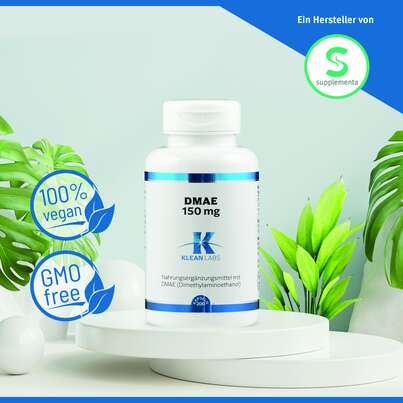 Sie sehen eine Packung DMAE 150 mg Klean Labs Kapseln, Produktbild: 05 DMAE 150 mg Klean Labs Kapseln, A-Nr.: 5749493 - 05