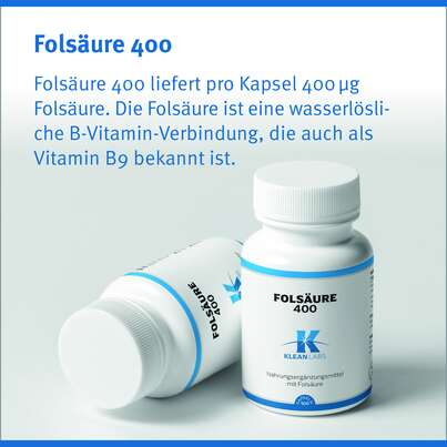 Folsäure 400 Klean Labs Kapseln, A-Nr.: 5598137 - 06