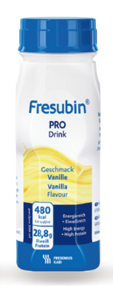 Sie sehen eine Packung Fresubin® Pro Drink Vanille, Produktbild: 01 Fresubin® Pro Drink Vanille, A-Nr.: 5778106 - 01