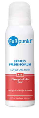 Sie sehen eine Packung Fußpunkt Express-Pflegeschaum Pilzempfindliche Haut, Produktbild: 01 Fußpunkt Express-Pflegeschaum Pilzempfindliche Haut, A-Nr.: 5725280 - 01