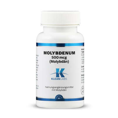 Sie sehen eine Packung Molybdenum 500 mcg (Molybdän) Klean Labs Kapseln, Produktbild: 01 Molybdenum 500 mcg (Molybdän) Klean Labs Kapseln, A-Nr.: 5622054 - 01
