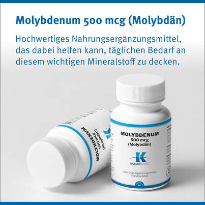 Sie sehen eine Packung Molybdenum 500 mcg (Molybdän) Klean Labs Kapseln, Produktbild: 06 Molybdenum 500 mcg (Molybdän) Klean Labs Kapseln, A-Nr.: 5622054 - 06